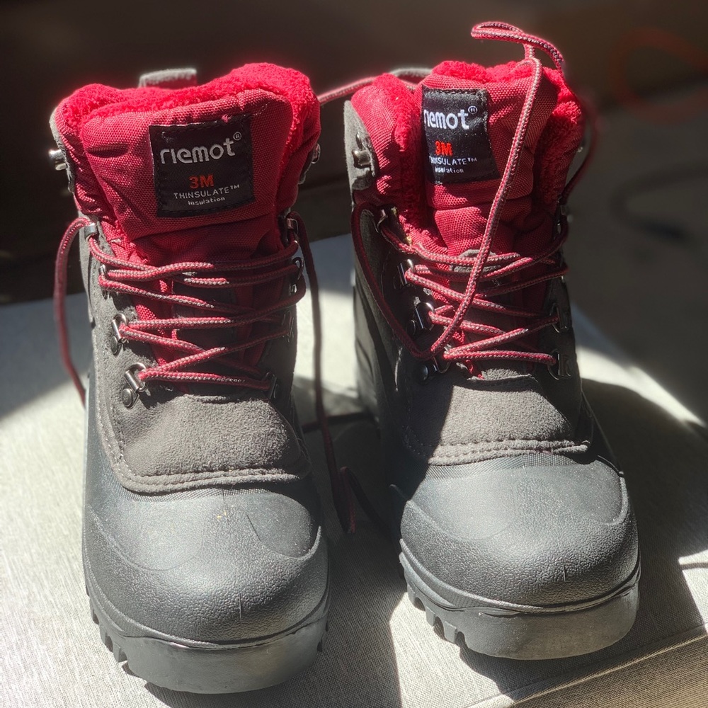 Winter snow and hiking boots